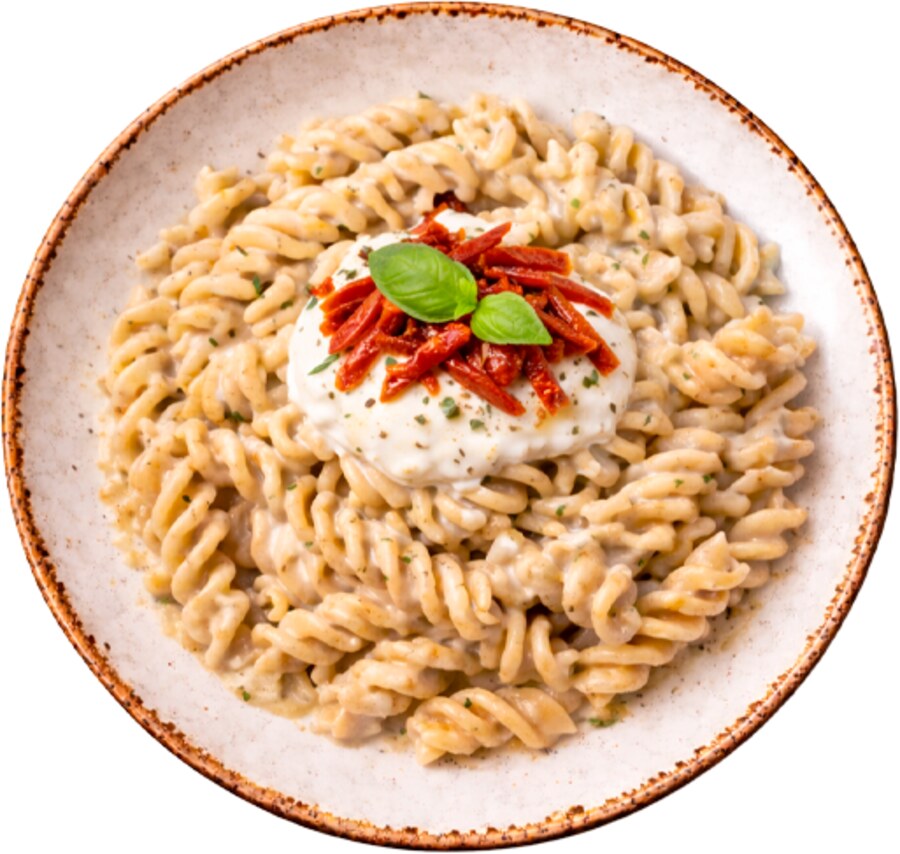 Fusilli con trufa y stracciatella